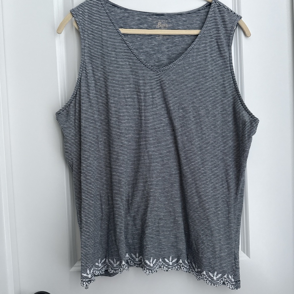G.H. Bass & Co. Black and White Striped Tank Top